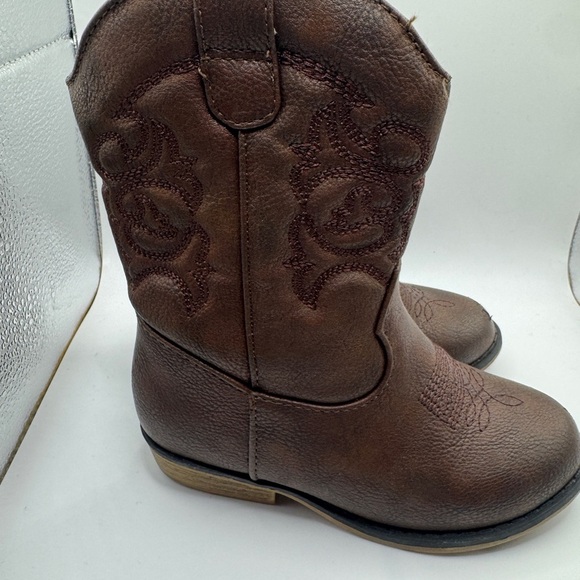 Cat & Jack Toddler Size 9 Kids' Brown Pleather Western Cowboy Boots - Picture 5 of 10